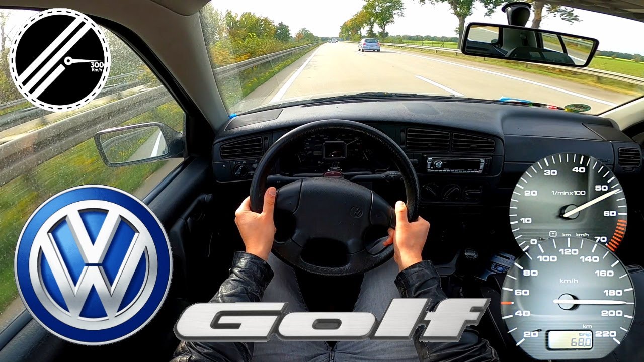 VW Golf III 1.8 1H 90 PS Top Speed Drive On German Autobahn No Speed Limit POV