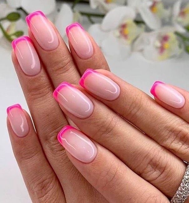 Klaudia Nail Bar On Instagram: “Does A Bright Color French Ever Get Old ?  😉😎 . . . #Nailfie #Nailinspo … | Pink Tip Nails, French Manicure Nails, French  Tip Nails