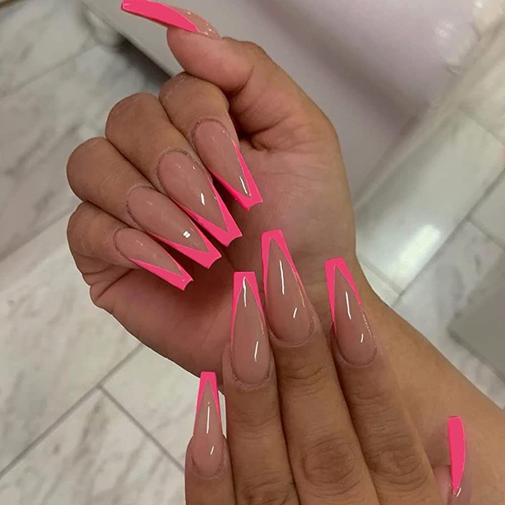 Amazon.com: Outyua Hot Pink French Press on Nails with Designs Glossy Extra Long Fake Nails Coffin False Nails Full Cover Acrylic Nails 24Pcs (Glossy) : Beauty & Personal Care Amazon.Com: Outyua Hot Pink French Press On Nails With Designs Glossy Extra Long Fake Nails Coffin False Nails Full Cover Acrylic Nails 24Pcs (Glossy) : Beauty & Personal Care