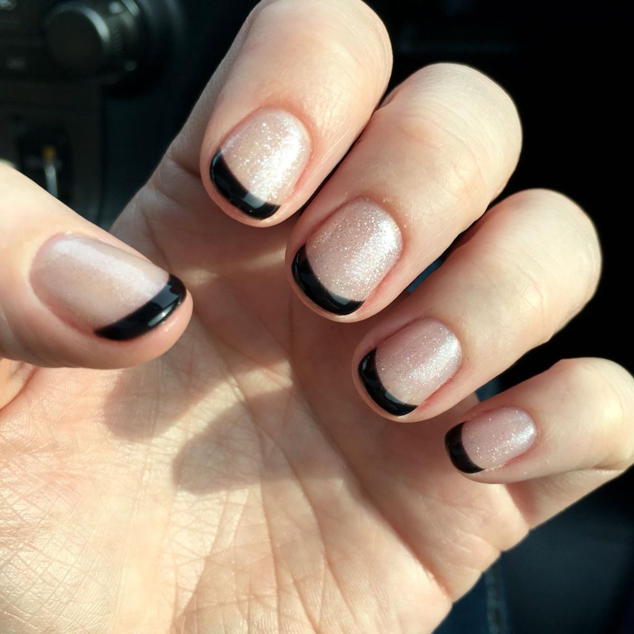 Black Tip French Manicure With Sparkles, On Short Nails. | Trendy Nail Art  Designs, Trendy Nail Art, Orange Nail Designs