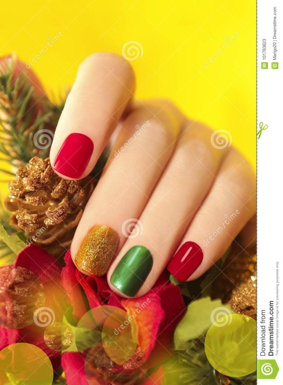 Colorful Christmas Nails Winter Nail Designs . Stock Image - Image of colorful, polish: 101763623 Colorful Christmas Nails Winter Nail Designs . Stock Image - Image Of Colorful, Polish: 101763623