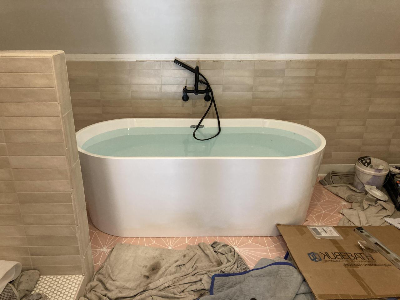 Free standing tub and wall mounted faucet install : r/Plumbing Free Standing Tub And Wall Mounted Faucet Install : R/Plumbing