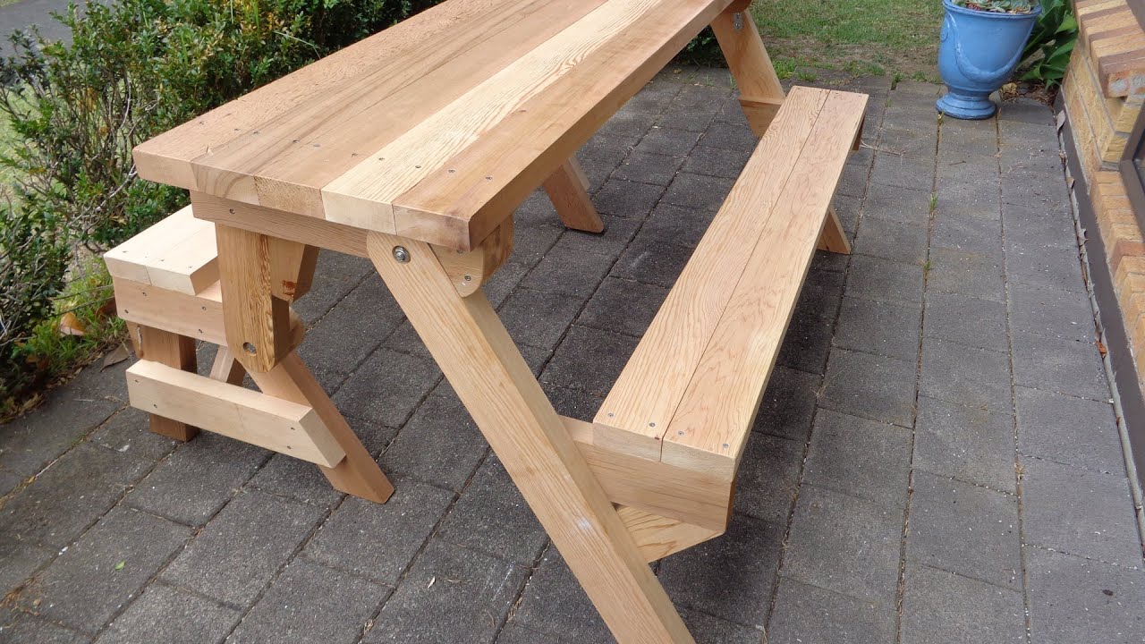 Folding Picnic Table Made Out Of 2X4S - Youtube