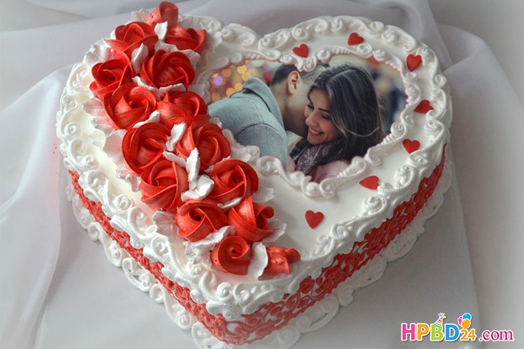 Romantic Love Heart Birthday Cake With Photo Frame Romantic Love Heart Birthday Cake With Photo Frame