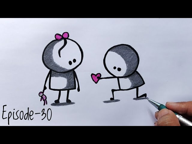 How to Draw and Colour cute Love couples Cartoon drawing Step by Step Ep -30 - YouTube How To Draw And Colour Cute Love Couples Cartoon Drawing Step By Step Ep -30 - Youtube